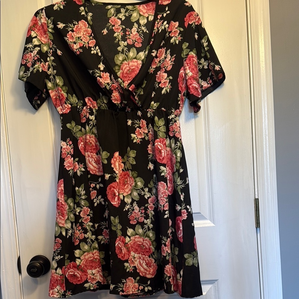 Floral Black and Pink Dress